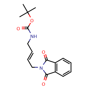 Chemical structure of (E)-tert-butyl 4-(1,3-dioxoisoindolin-2-yl)but-2-enylcarbamate , CAS 2361658-49-1, AChemBlock U109812