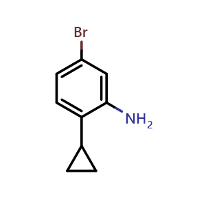 Chemical structure of 5-Bromo-2-cyclopropylaniline , CAS 104902-31-0, AChemBlock U109815