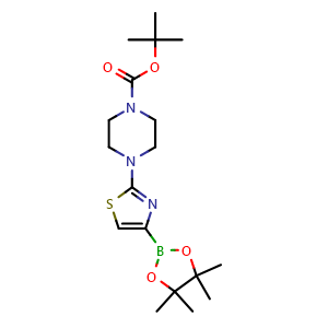 Chemical structure of Tert-butyl 4-(4-(4,4,5,5-tetramethyl-1,3,2-dioxaborolan-2-yl)-2-yl)piperazine-1-carboxylate , CAS 1356369-65-7, AChemBlock U109820
