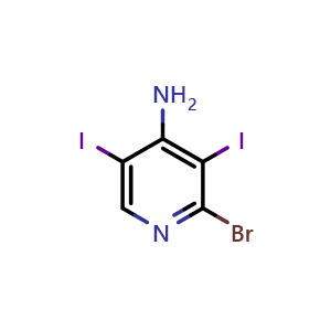 Chemical structure of 2-Bromo-3,5-diiodopyridin-4-amine , CAS 1377578-93-2, AChemBlock U109822