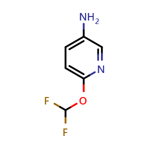 Chemical structure of 6-(Difluoromethoxy)pyridin-3-amine , CAS 317810-73-4, AChemBlock U109826
