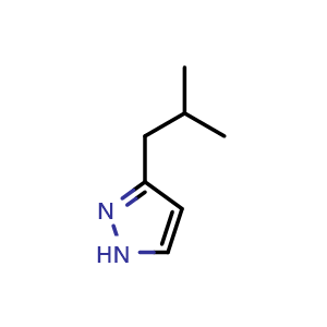 Chemical structure of 3-Isobutyl-1H-pyrazole , CAS 98816-40-1, AChemBlock U109829
