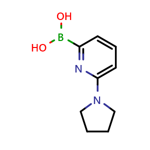 Chemical structure of 6-(Pyrrolidin-1-yl)pyridin-2-ylboronic acid , CAS 1310404-18-2, AChemBlock U109839