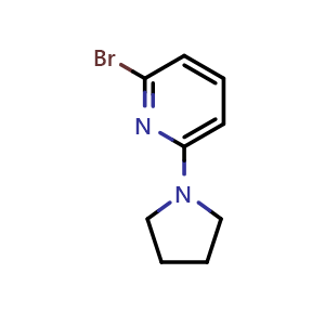 Chemical structure of 2-Bromo-6-(pyrrolidin-1-yl)pyridine , CAS 230618-41-4, AChemBlock U109840
