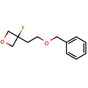 Chemical structure of 3-(2-(Benzyloxy)ethyl)-3-fluorooxetane , CAS 1123787-56-3, AChemBlock U109848