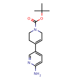 Chemical structure of Tert-butyl4-(6-aminopyridin-3-yl)-5,6-dihydropyridine-1(2H)-carboxylate , CAS 1279030-84-0, AChemBlock U109850