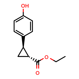 Chemical structure of (1R,2R)-ethyl 2-(4-hydroxyphenyl)cyclopropanecarboxylate , CAS 1502023-81-5, AChemBlock U109856