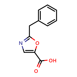Chemical structure of 2-Benzyloxazole-5-carboxylic acid , CAS 1267107-52-7, AChemBlock U109860