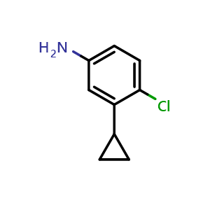 Chemical structure of 4-Chloro-3-cyclopropylaniline , CAS 1379359-73-5, AChemBlock U109881