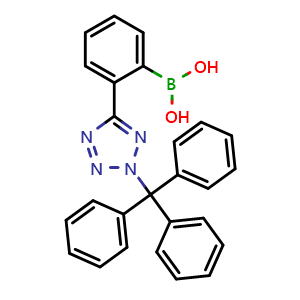 Chemical structure of [2-[2-(Triphenylmethyl)-2htetrazol-5-yl]phenyl]boronic acid , CAS 143722-25-2, AChemBlock U109893