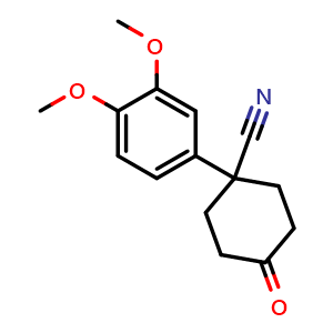 Chemical structure of 1-(3,4-Dimethoxyphenyl)-4-oxocyclohexanecarbonitrile , CAS 51533-65-4, AChemBlock U109914