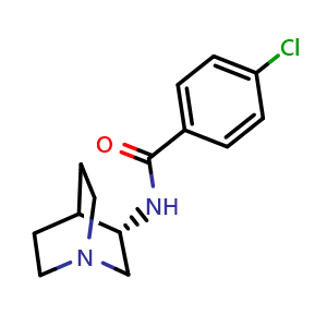 Chemical structure of N-(3S)-1-Azabicyclo[2.2.2]oct-3-yl-4-chlorobenzamide , CAS 737727-12-7, AChemBlock U109930