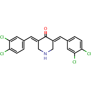 Chemical structure of (3E,5E)-3,5-Bis(3,4-dichlorobenzylidene)piperidin-4-one , CAS 919091-61-5, AChemBlock U109960