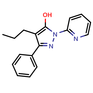 Chemical structure of 3-Phenyl-4-propyl-1-(pyridin-2-yl)-1H-pyrazol-5-ol , CAS 1270084-92-8, AChemBlock U109968
