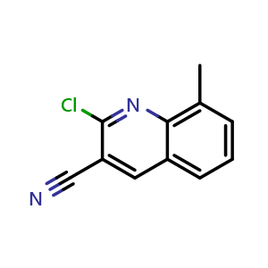 Chemical structure of 2-Chloro-8-methylquinoline-3-carbonitrile , CAS 136812-21-0, AChemBlock U110009