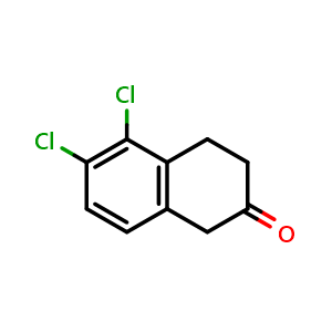 Chemical structure of 5,6-Dichloro-1,3,4-trihydronaphthalen-2-one , CAS 57915-88-5, AChemBlock U110023
