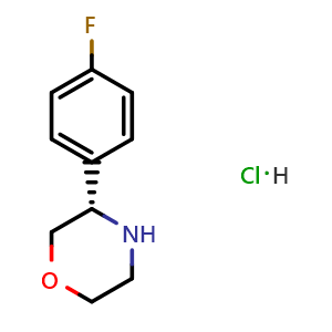 Chemical structure of (3S)-3-(4-fluorophenyl)morpholine hydrochloride , CAS 1391469-10-5, AChemBlock U110042