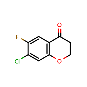 Chemical structure of 7-Chloro-6-fluorochroman-4-one , CAS 1092349-37-5, AChemBlock U110063