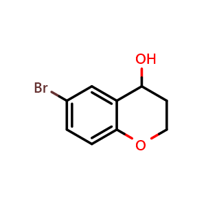 Chemical structure of 6-Bromo-3,4-dihydro-2H-1-benzopyran-4-ol , CAS 18385-77-8, AChemBlock U110064