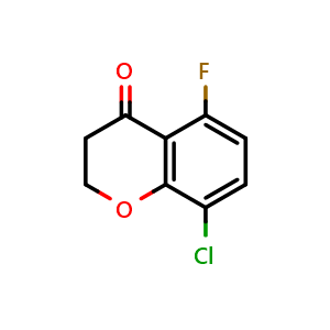 Chemical structure of 8-Chloro-5-fluorochroman-4-one , CAS 1092350-94-1, AChemBlock U110068