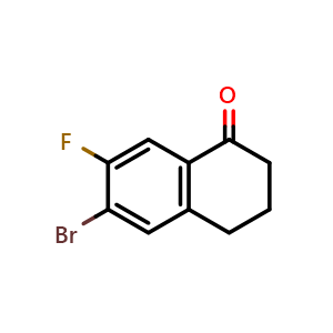 Chemical structure of 6-Bromo-7-fluoro-1,2,3,4-tetrahydronaphthalen-1-one , CAS 1260014-69-4, AChemBlock U110076