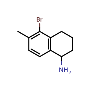 Chemical structure of 5-Bromo-6-methyl-1,2,3,4-tetrahydronaphthalen-1-amine , CAS 1337141-65-7, AChemBlock U110094
