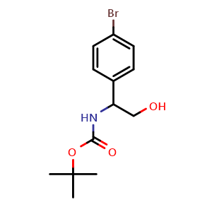 Chemical structure of Tert-butyl N-[1-(4-bromophenyl)-2-hydroxyethyl]carbamate , CAS 1557852-03-5, AChemBlock U110115