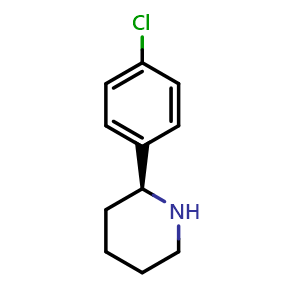 Chemical structure of (2S)-2-(4-chlorophenyl)piperidine , CAS 1213519-45-9, AChemBlock U110136