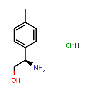 Chemical structure of (2R)-2-amino-2-(4-methylphenyl)ethan-1-ol hydrochloride , CAS 1391439-16-9, AChemBlock U110141