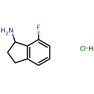 Chemical structure of 7-Fluoroindanylamine hydrochloride , CAS 2241594-19-2, AChemBlock U110145