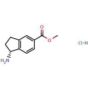 Chemical structure of Methyl (1R)-1-aminoindane-5-carboxylate hydrochloride , CAS 1246509-63-6, AChemBlock U110158