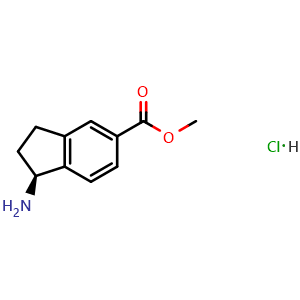 Chemical structure of Methyl (1S)-1-aminoindane-5-carboxylate hydrochloride , CAS 943843-23-0, AChemBlock U110159