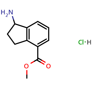 Chemical structure of Methyl 1-amino-2,3-dihydro-1H-indene-4-carboxylate hydrochloride , CAS 2102410-29-5, AChemBlock U110160