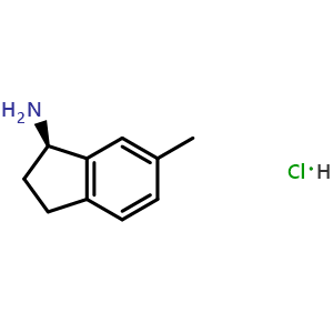 Chemical structure of (R)-6-methyl-2,3-dihydro-1H-inden-1-amine hydrochloride , CAS 730980-42-4, AChemBlock U110161