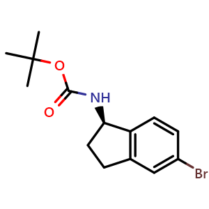 Chemical structure of (R)-tert-butyl (5-bromo-2,3-dihydro-1H-inden-1-yl)carbamate , CAS 903555-98-6, AChemBlock U110162