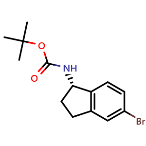 Chemical structure of (S)-tert-butyl (5-bromo-2,3-dihydro-1H-inden-1-yl)carbamate , CAS 903557-31-3, AChemBlock U110163