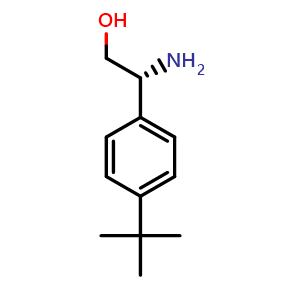 Chemical structure of (2R)-2-amino-2-[4-(tert-butyl)phenyl]ethan-1-ol , CAS 866540-33-2, AChemBlock U110179