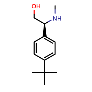 Chemical structure of (2S)-2-(4-tert-butylphenyl)-2-(methylamino)ethan-1-ol , CAS 1213971-03-9, AChemBlock U110180