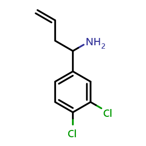 Chemical structure of 1-(3,4-Dichlorophenyl)but-3-en-1-amine , CAS 222188-80-9, AChemBlock U110182