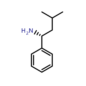 Chemical structure of (R)-3-Methyl-1-phenylbutan-1-amine , CAS 1173110-88-7, AChemBlock U110191