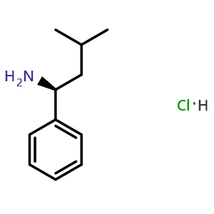 Chemical structure of (S)-3-methyl-1-phenylbutan-1-amine hydrochloride , CAS 1269470-38-3, AChemBlock U110194