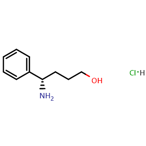 Chemical structure of (4S)-4-amino-4-phenylbutan-1-ol-hydrochloride , CAS 1810074-83-9, AChemBlock U110201