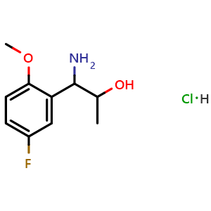 Chemical structure of 1-Amino-1-(5-fluoro-2-methoxyphenyl)propan-2-ol hydrochloride , CAS 2703752-56-9, AChemBlock U110214
