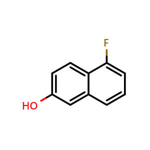 Chemical structure of 5-Fluoro-2-naphthalenol , CAS 741693-88-9, AChemBlock U110221