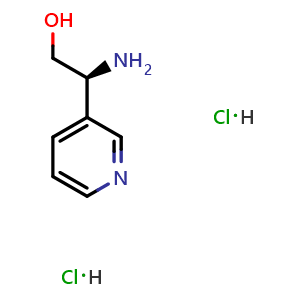 Chemical structure of (2S)-2-amino-2-(3-pyridyl)ethan-1-ol dihydrochloride , CAS 1269649-43-5, AChemBlock U110230