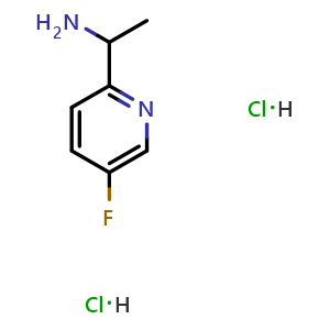 Chemical structure of 5-Fluoro-alpha-methyl-2-pyridinemethanamine dihydrochloride , CAS 1955519-79-5, AChemBlock U110232