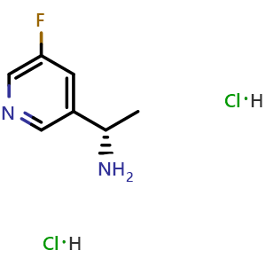 Chemical structure of (S)-1-(5-fluoropyridin-3-yl)ethanamine dihydrochloride , CAS 2241594-24-9, AChemBlock U110238