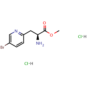 Chemical structure of Methyl (2S)-2-amino-3-(5-bromo(2-pyridyl))propanoate dihydrochloride , CAS 938083-70-6, AChemBlock U110246