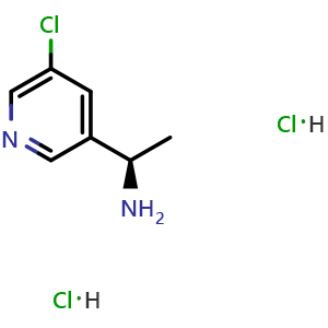 Chemical structure of (R)-1-(5-chloropyridin-3-yl)ethanamine dihydrochloride , CAS 2061996-70-9, AChemBlock U110249