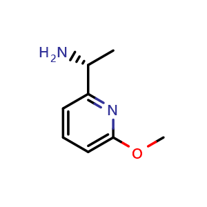 Chemical structure of (1R)-1-(6-methoxy(2-pyridyl))ethylamine , CAS 1212888-81-7, AChemBlock U110250